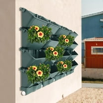 Vertical Wall Planter Stackable Wall Planter Indoor Outdoor with 4 Drainage Tray, 16 Pack Garden Self Watering Wall-Mounted Plastic Planter Plant Flower Pot Holder for Vegetable Fruit Herb