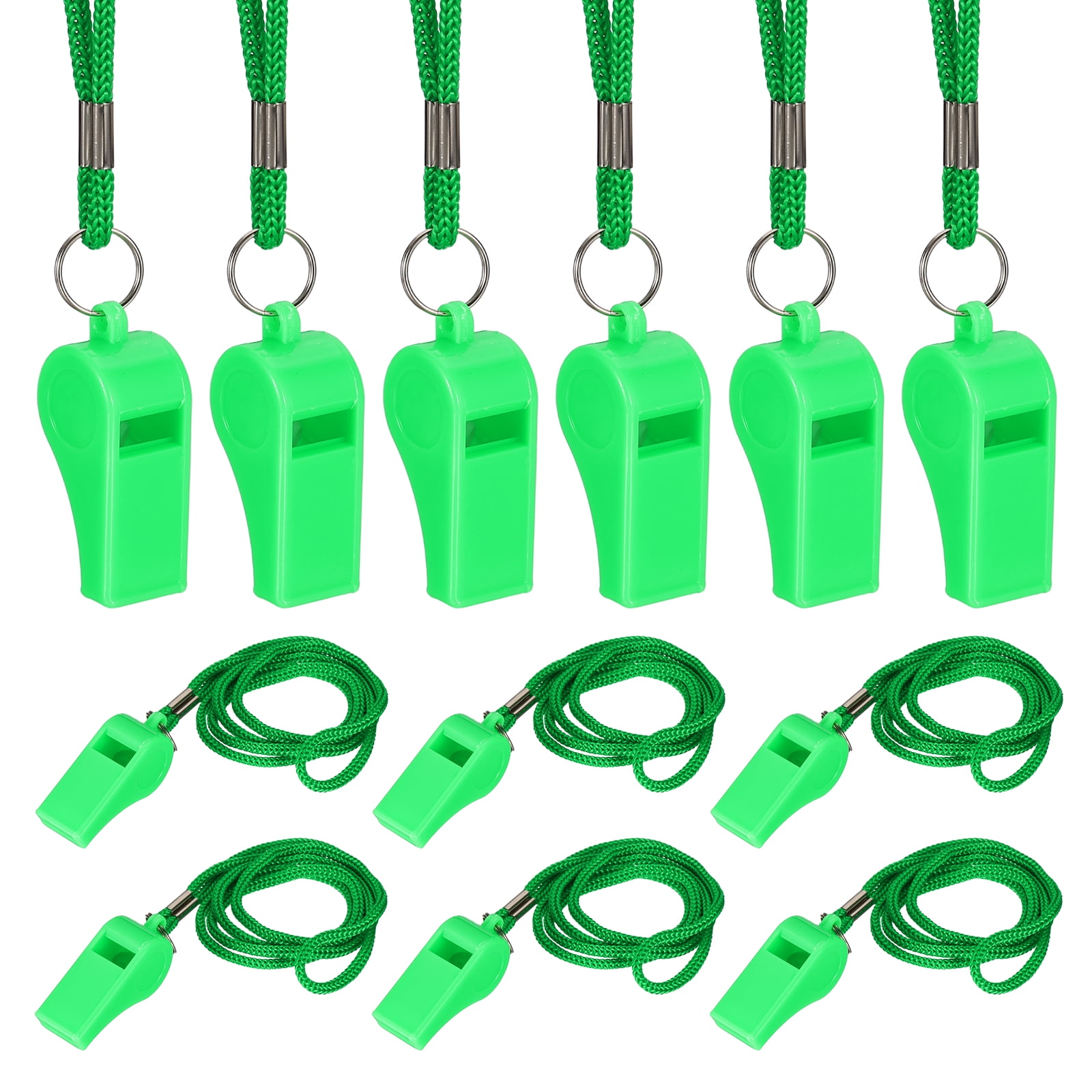 Uxcell Plastic Whistles with Lanyard, Training Sports Gather Whistles Loud Crisp Sound Colorful Bulk Whistle 12 Pcs & Green -Fitting for (Coaches/Referee/Outsides/Team Events)