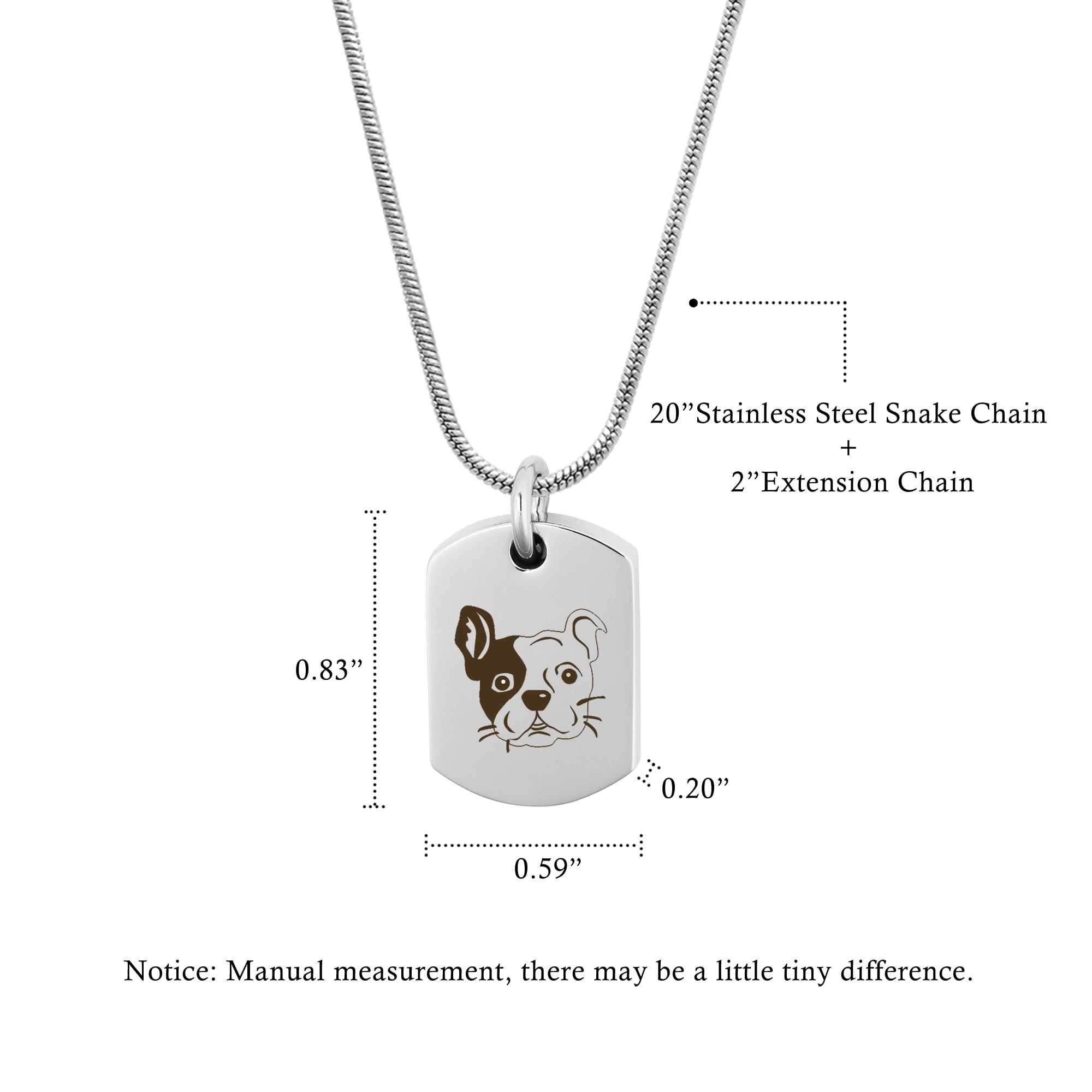 Anavia Old English Bulldog Dog Tag Cremation Necklace, Pet Memorial Necklace, Urn Necklace for Ashes, Cremation Pendant, Pet Cremation Jewelry, Memorial Jewelry for Pets, With Funnel Kit