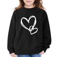 thumbnail image 2 of GiLiling Girls Preppy Heart Sweatshirt, Cute Oversized Pullover, Kids Valentine's Day Graphic Crewneck Athletic Sweater with Pocket (Black, 13-14 Years), 2 of 7