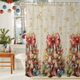 thumbnail image 6 of Merry Christmas Tree with Bowknot Shower Curtain for Bathroom, Gold Snowflake on Linen Waterproof Shower Curtains Washable Quick Dry with Hooks Bathtub Curtains 36x72IN, 6 of 9