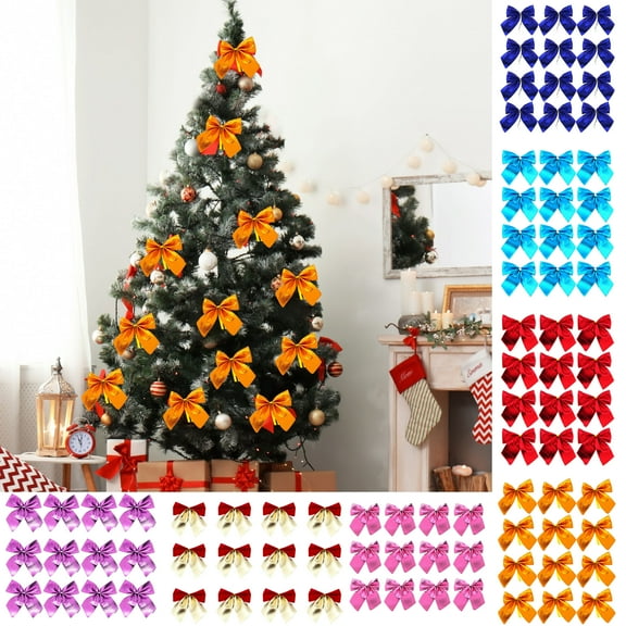 Hwkond Christmas Decorations Outdoor 12pc Christmas Decorations 5.5cm Mini Small Christmas Tree Hanging Ornaments,Orange on Clearance