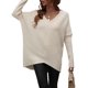 thumbnail image 2 of Sunloudy Suéter de otoño para mujer, suéter de punto de manga larga con cuello en V de color sólido con dobladillo irregular para damas, S / M / L / XL Sunloudy  moda, 2 of 8