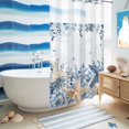 thumbnail image 5 of No Hook Shower Curtain, Blue Starfish Coastal Shower Curtains for Bathroom with See Through Top Window, Eucalyptus Summer Nautical Shell Waterproof & Washable Bath Curtain Small Stall 36"x78", 5 of 9