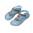 thumbnail image 5 of BRGZLK Sandals Women Versatile Plus Size Shoes Summer Flats Bohemian Rhinestone Slip On Open Toe Sandals Dressy Comfortable Elastic Ankle Strap Casual Slingback Beach Vacation Walking Sandal, 5 of 7
