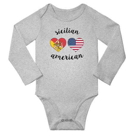 

Sicilian and American Love Heart Baby Long Slevve Bodysuits Unisex Gifts (Gray 3-6 Months)
