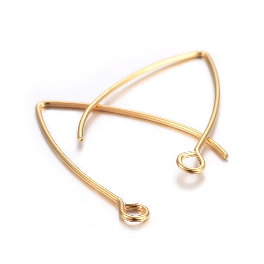 200pcs 200pcs 304 Stainless Steel Earring Hooks Ear Wire with Horizontal Loop Golden 29~30x20x0.9mm Hole: 2mm 19 Gauge Pin: 0.9mm