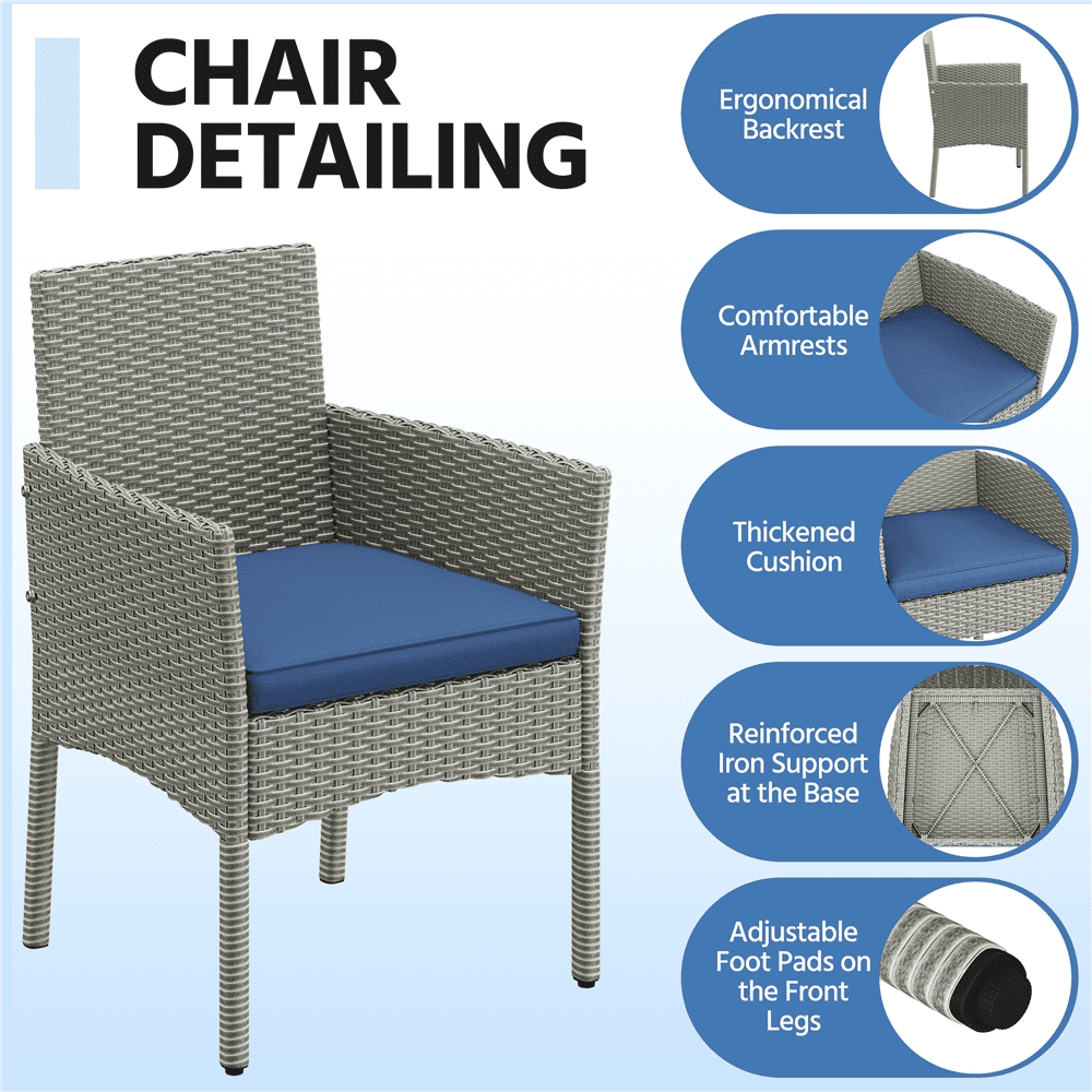 Renwick 4-Piece Outdoor Reception Set with Sofas and Coffee Table, Gray/Dark Blue