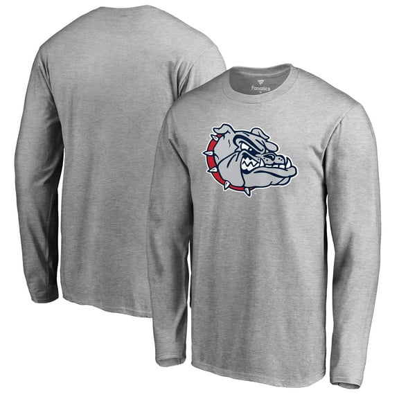Men's Ash Gonzaga Bulldogs Primary Logo Long Sleeve T-Shirt