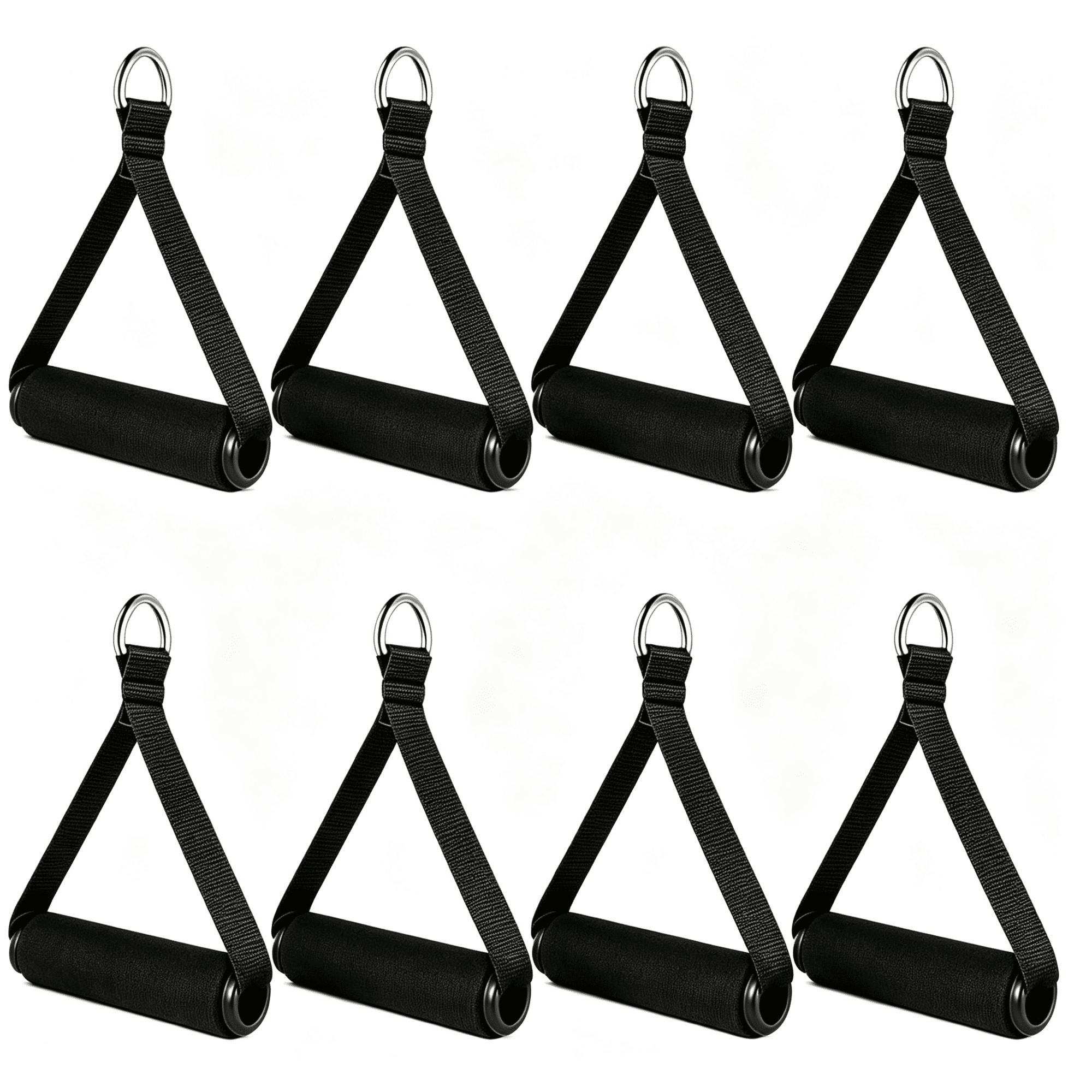 BESTSKY 4Pcs Resistance Band Handles Plastic D Ring Exercise Strap Foam Handle Band Fitness Equipment for Home Gym Overhead Strength Training Stretching,Gym Straps Black