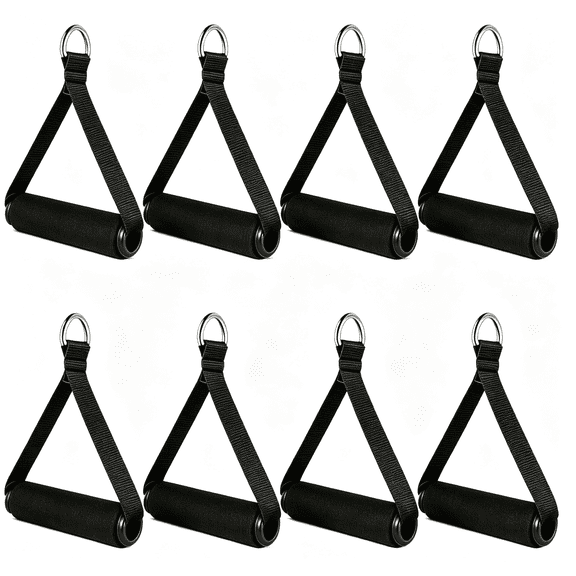 BESTSKY 4Pcs Resistance Band Handles Plastic D Ring Exercise Strap Foam Handle Band Fitness Equipment for Home Gym Overhead Strength Training Stretching,Gym Straps Black