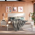 thumbnail image 3 of Queen Size Rustic White Mid Century Slatted Platform Bed, 3 of 4