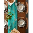 thumbnail image 2 of Turquoise Marble Table Runner 36 Inches, Farmhouse Modern Abstract Aesthetic Bed Runner Dresser Scarves Tabletop for Indoor Outdoor Parties/Ceremony/Banquet, 13"x 36", 2 of 8