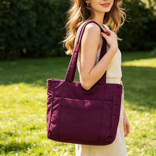 Women's Crossbody Bag Casual Waterproof Nylon Bag Solid Color Large Tote Shoulder Bag Large Capacity Daily Bag