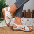 thumbnail image 1 of MKLEKYY Sandalias de Piso para Mujer, Sandalias de Mujer Modernas para Uso Diario, Informales, Con Punta Abierta, Color Sólido, Diseño Hueco, Tacón de Cuña para Primavera y Verano., 1 of 4