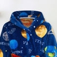 thumbnail image 5 of NOLDARES Girls Boys Fleece Hooded Robes, Warm Printed Bath Robe for Kids Soft Fuzzy Bathrobe for Gifts,Dark Blue,5-6 Y, 5 of 6
