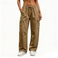thumbnail image 6 of Levmjia Women Plus Size Cargo Pants Loose Straight Leg Casual Solid Color Comfortable Elastic Waist With Pockets For Home Daily Outdoor Workwear, 6 of 6