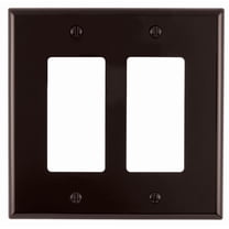 Leviton 80409 2-Gang Decora GFCI Rocker Switch Wall Plate, Standard Size Cover, Thermoset Plastic, Device Mount, Brown