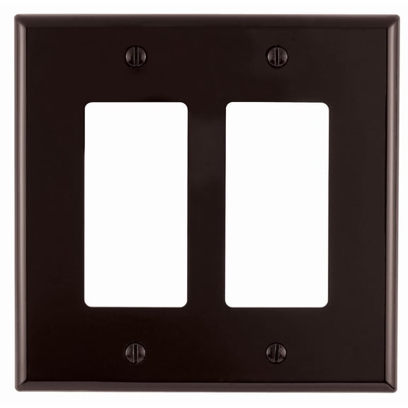 Leviton 80409 2-Gang Decora GFCI Rocker Switch Wall Plate, Standard Size Cover, Thermoset Plastic, Device Mount, Brown
