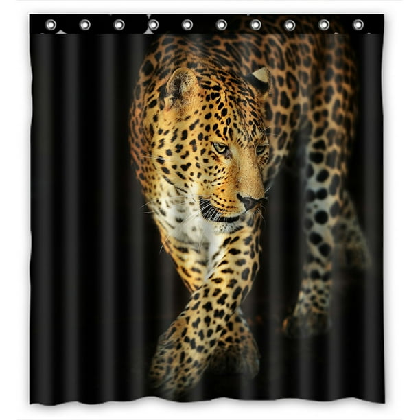 PHFZK Wildlife Shower Curtain, Nature Series of Animal Leopard