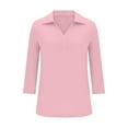 thumbnail image 6 of Casual Loose Solid Color V Neck 3/4 Sleeve Shirt For Women Graphic T Shirts for Women Womens Long Tee Shirt Workout Tee Shirts Women Solid Tee Shirts for Women Sleeve Shirt Long Sleeve T Shirt Women's, 6 of 6