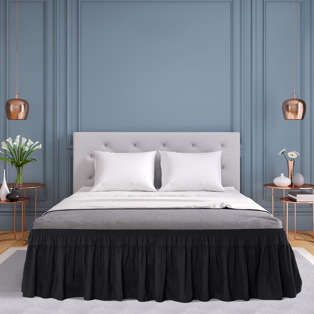 16 Inch Drop Polyester Brushed Bed Skirt Elastic Dust Ruffles Full