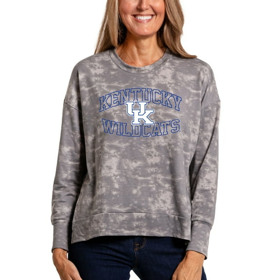 Women's  Gray Kentucky Wildcats Brandy Tie-Dye Long Sleeve Tri-Blend Pullover Top