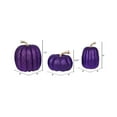thumbnail image 2 of Vickerman 8" Purple Pumpkins Set of 3. Three pieces assorted, Fabric pumpkin with polystyrene inner., 2 of 4