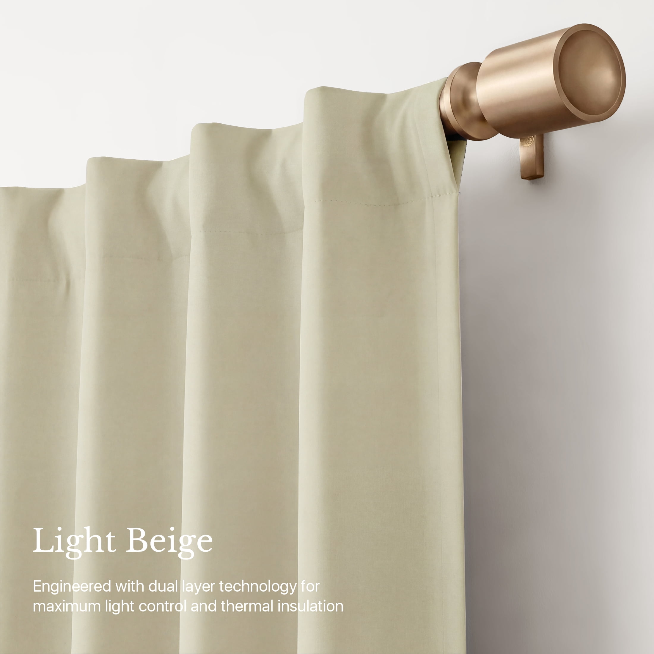 NICETOWN 2‑Layer 100% Blackout Curtains, Biscotti Beige, 52" W x 63" L, 2‑Panel Set