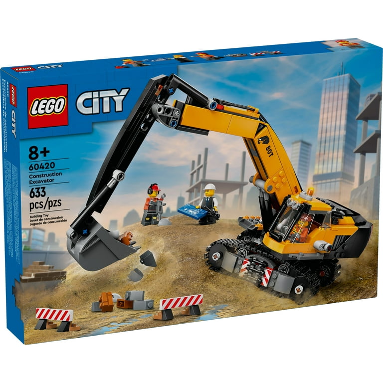 LEGO City Construction Excavator, Yellow, 60420, 633 Pieces