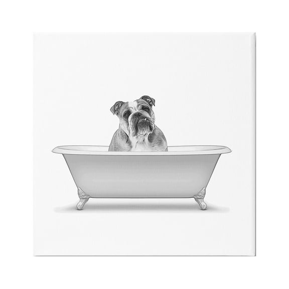 Stupell Industries English Bulldog Dog Bath Tub Graphic Art Gallery Wrapped Canvas Print Wall Art, Design by Annalisa Latella