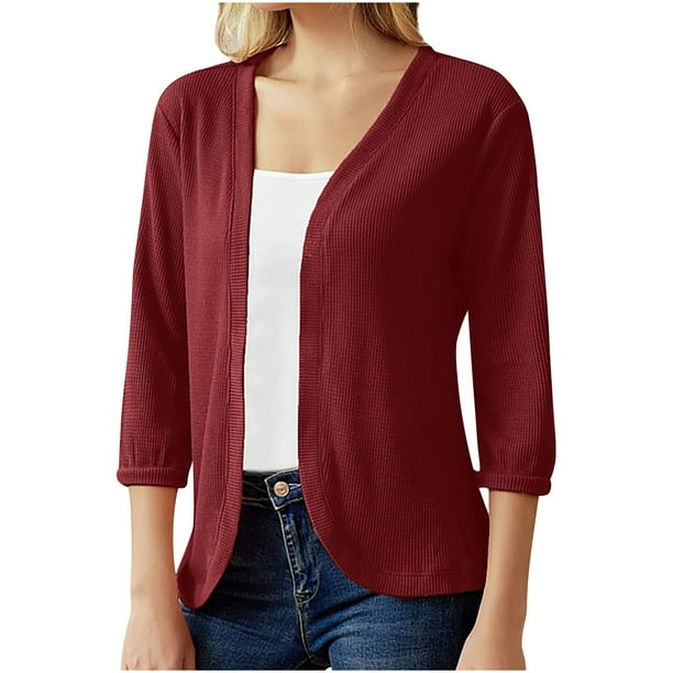 Cárdigan Para Mujer, Camiseta de Manga Larga A La Moda, Prendas de Vestir Exteriores Con Frente Abierto de Otoño, Blusa Sólida, Abrigo, Tops, Cárdigan Odeerbi ODB130594