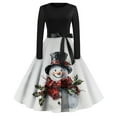 thumbnail image 2 of Christmas Dresses for Women Women's Casual Fashion Print Long Sleeve Dress Cutout Party Casual Round Neck Dress for Christmas Celebration,Dark Green,M, 2 of 4