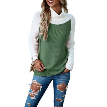 

Women Long Sleeve Turtleneck Fashion Sweaters Soft Knitted Casual Winter Pullover Sweater Loose Jumper Tops Streetwear