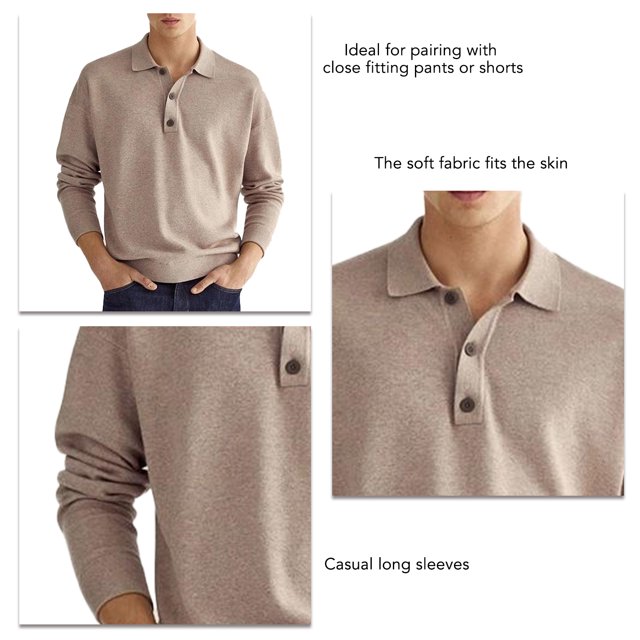 Top De Hombre, Top Informal De Moda Para Hombre, Transpirable, Cuello Vuelto, Manga Larga, Botón Frontal Para Citas ANGGREK No
