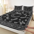thumbnail image 4 of jejeloiu Modern Paisley King Sheets For Men Women,Personalized Initial C Bedding,Black Gray,4-Piece,1 Flat Sheet, 1 Fitted Sheet and 2 Pillowcases, 4 of 6