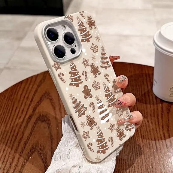 For iPhone 17 Pro Max Case Christmas Gingerbread PU Leather Shockproof Compatible with iPhone 16 15 14 13