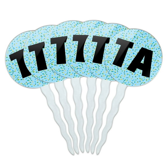 Ta Cupcake Picks Toppers - Set of 6 - Blue Speckles