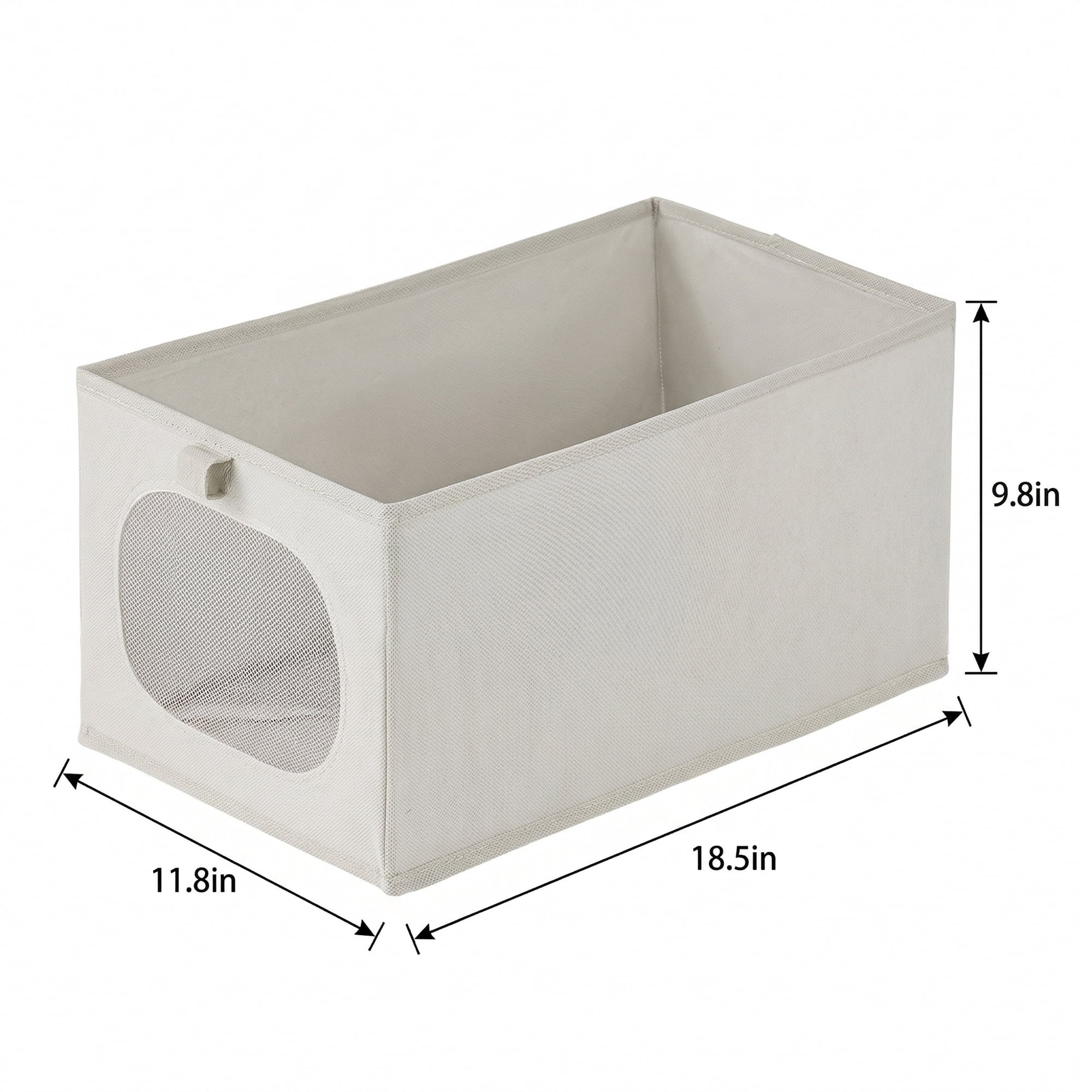 Unique Bargains Fabric Storage Bin With Bottom Light Grey 18.5*11.8*9.8in