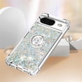thumbnail image 5 of Glitter Clear Sparkly Bling Case for Google Pixel 8 Case, Flowing Liquid Quicksand Cover with Diamond Ring Holder Case for Google Pixel 8  Silver, 5 of 14