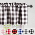 thumbnail image 3 of dinii Buffalo Plaid Curtains Valances for Windows - Black and White Semi Sheer Checkered Rod Pocket Valance for Living Room, Farmhouse, Bedroom, 54 x 18 Inches Length, 1 Panel, 3 of 6