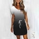 thumbnail image 4 of mfyjkho Vestidos casuales para mujer, Vestido de mujer de color liso con cuello redondo y manga corta hasta la pantorrilla Vestidos de fiesta para mujer l, 4 of 6