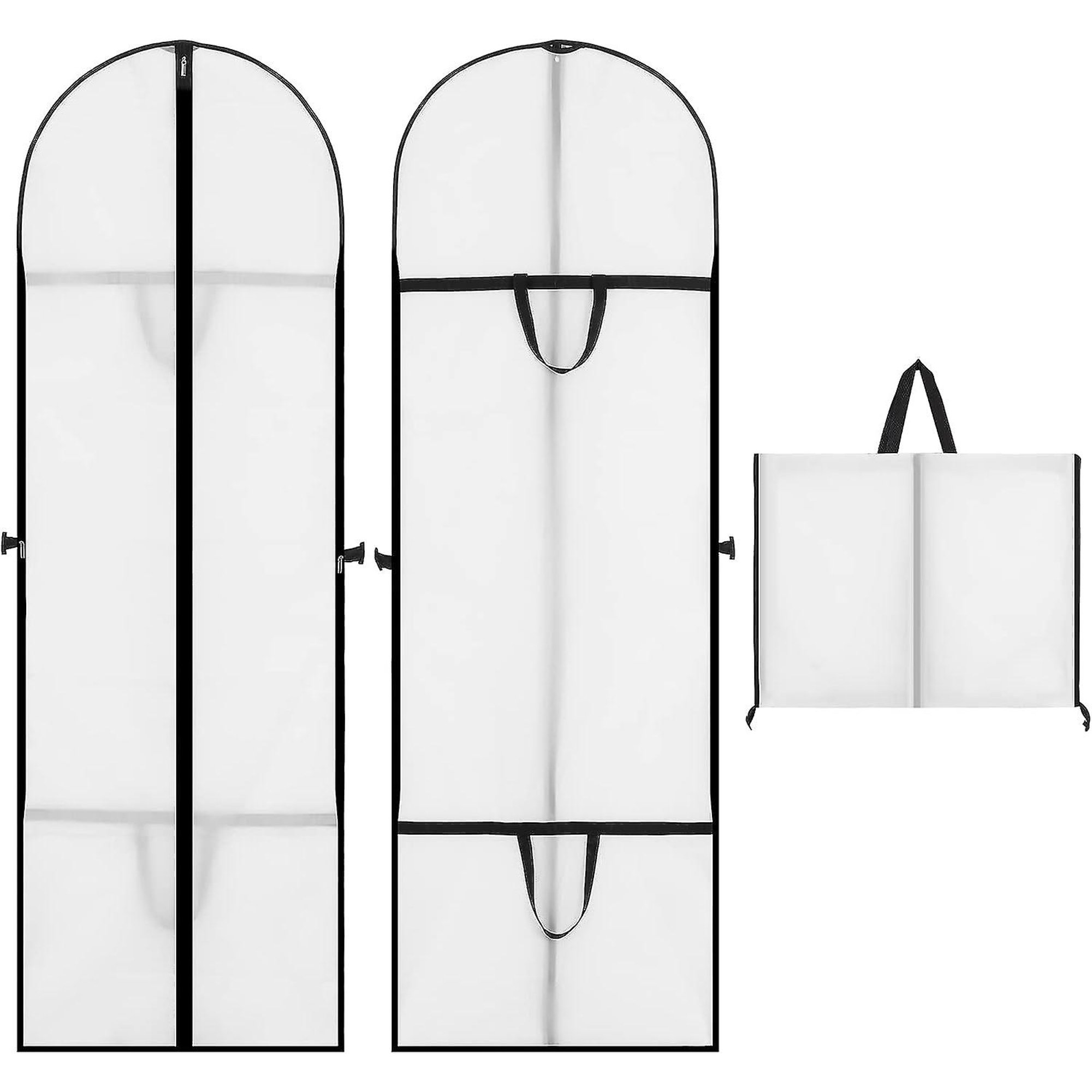 Lot De 4 Housses De Vêtements Longues Noires - Sacs Robe De Mariée Avec Fenêtre Visible Pliable