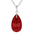 thumbnail image 3 of Your Choice of Color Small Austrian Crystal Teardrop Sterling Silver Rope Chain Necklace - Red, 3 of 3