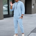 thumbnail image 2 of DHFJKG Mens 2 Piece Sweatsuit Hoodie Lightweight Long Sleeve Solid Color Pullover Loose Fit Pants Casual Wear Classic Outfit, 2 of 9