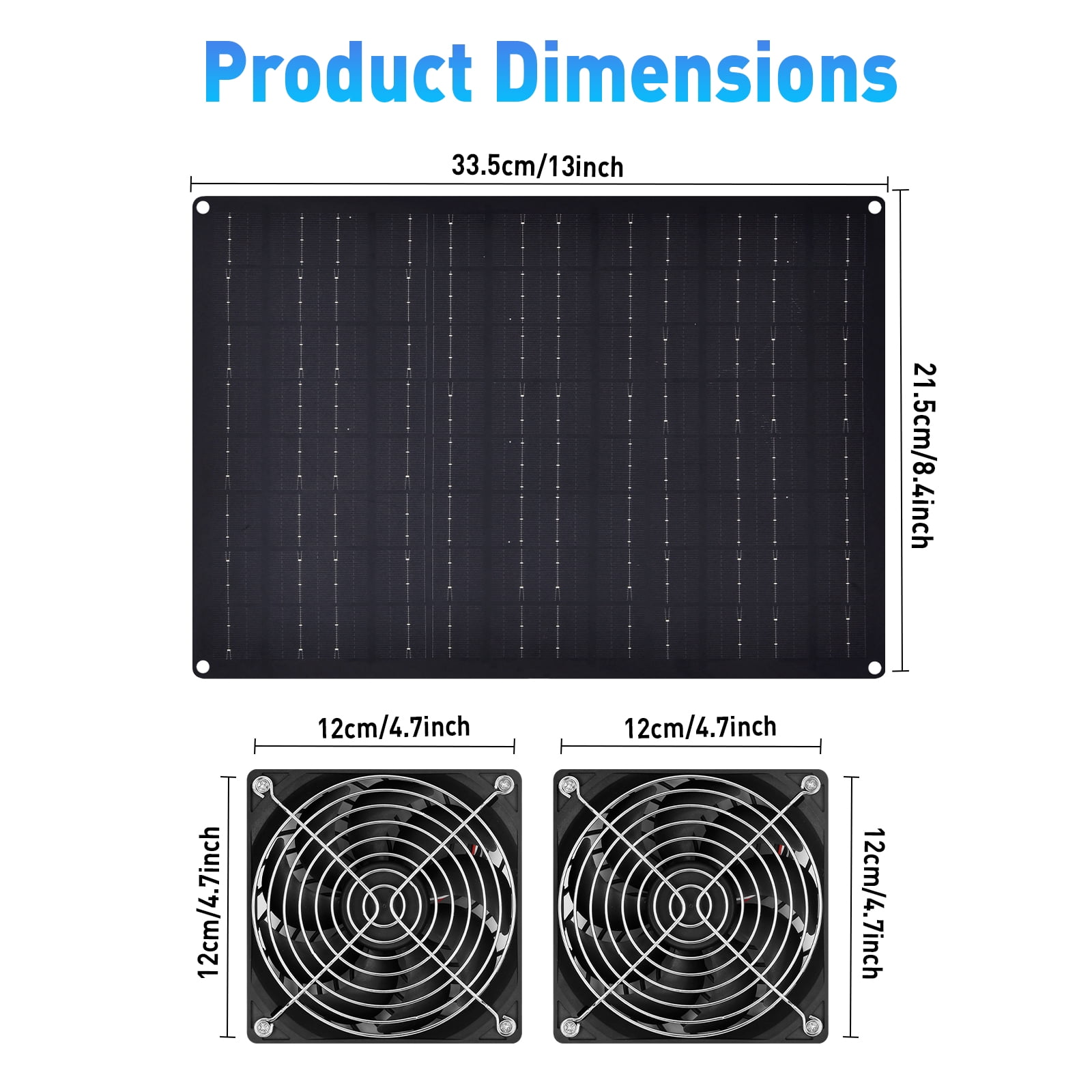 Jinghua Solar Powered Exhaust Fan for Chicken Coop,Pet House ,Sheds,15W, IP65 Waterproof, 1 Pack