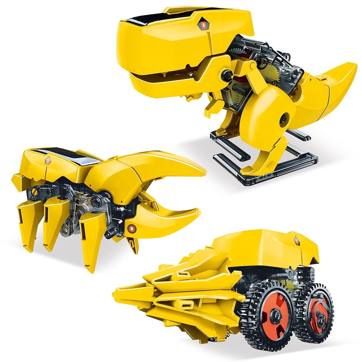 PicassoTiles 3-in-1 Solar Powered Dinosaur Robot Toy – STEM Science Kit for Kids, Educational Engineering Building Blocks, Creative Learning Set