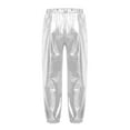 thumbnail image 2 of HULIJA Kids Girls Boys Metallic Dance Trousers Sparkle Hip Hop Harem Pants Silver 16, 2 of 6