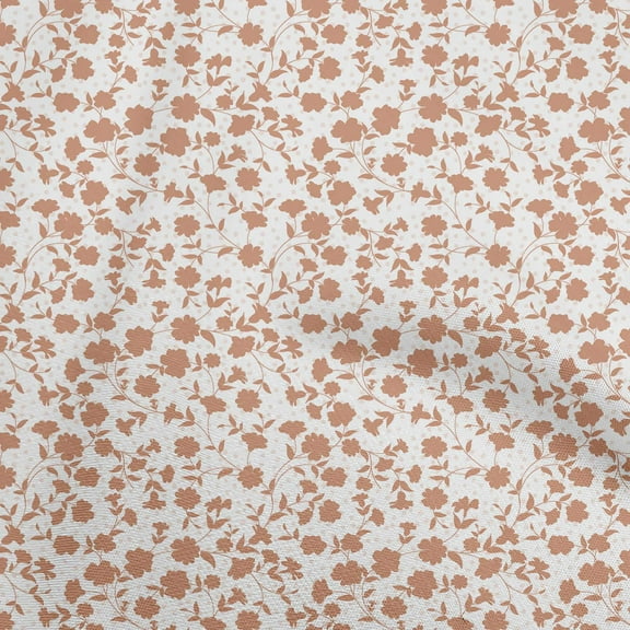 oneOone Polyester Spandex Light Brown Fabric Floral Craft Projects Decor Fabric Printed By The Yard 56 Inch Wide