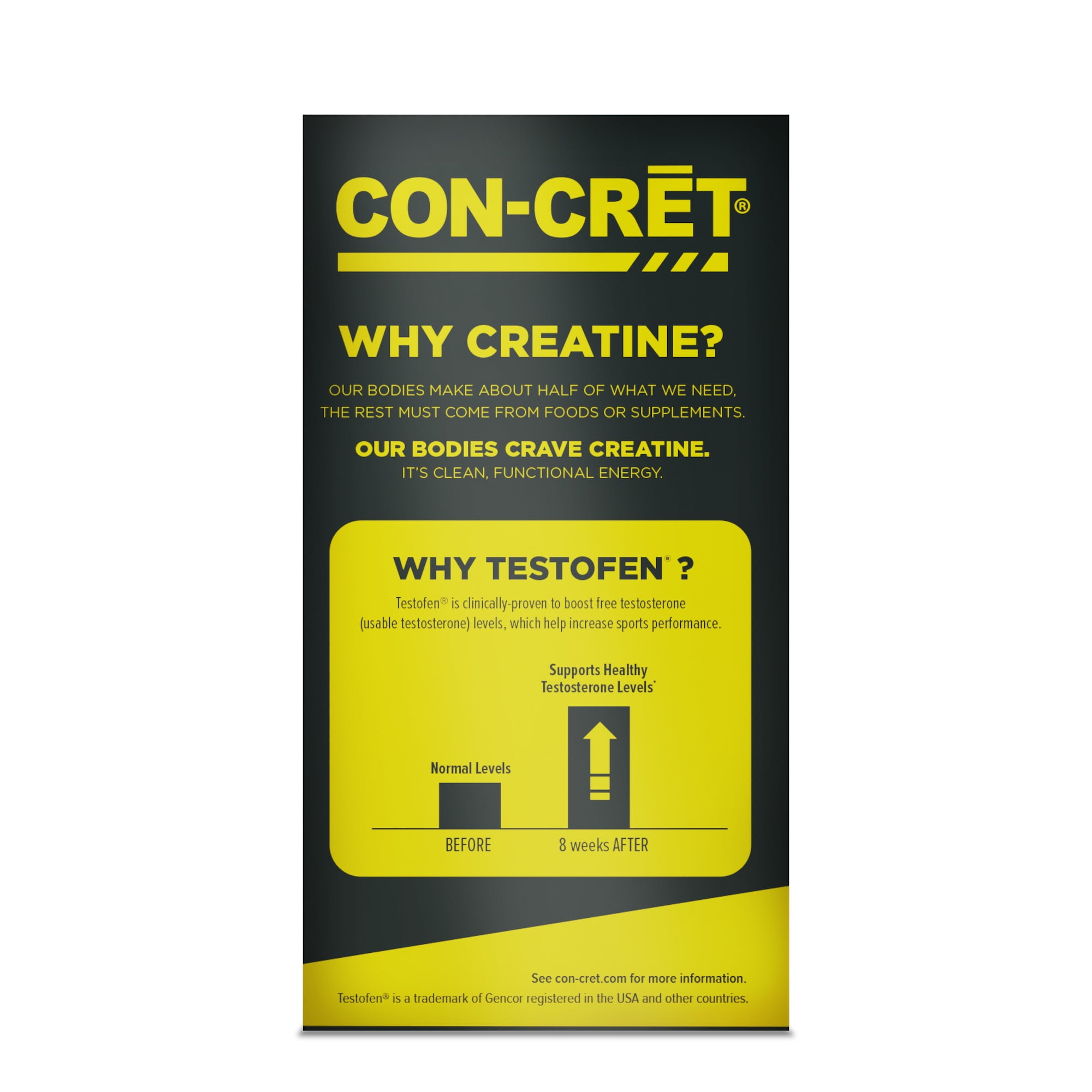 CON-CRET + TEST, Creatine HCl with Testofen, Boost Testosterone Levels, 60 Capsules, Men's Health